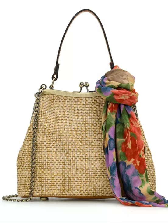 Patricia Nash Handbags - Patricia Nash Laureana Straw Frame Crossbody Bag with Scarf - NWT